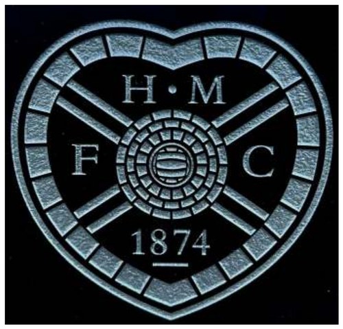Example laser engraving - Heart of Midlothian FC crest